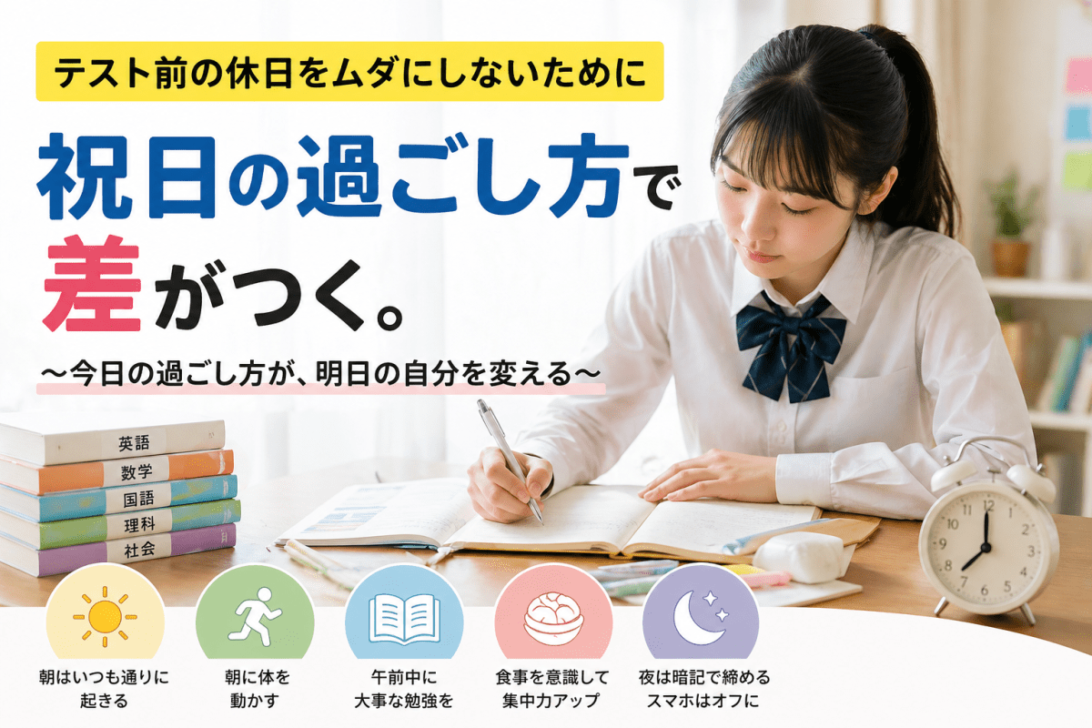 祝日の過ごし方で差がつく。テスト前の休日をムダにしないために